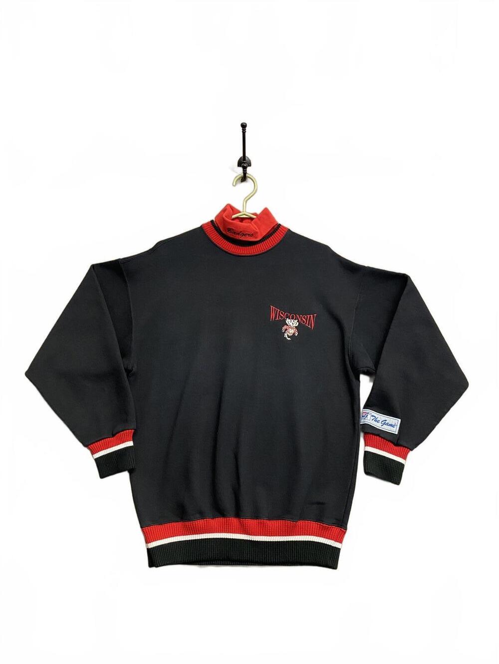 Vtg 90s THE GAME Wisconsin Bucky Badger NCAA Crewneck Turtleneck Sweatshirt Sz L